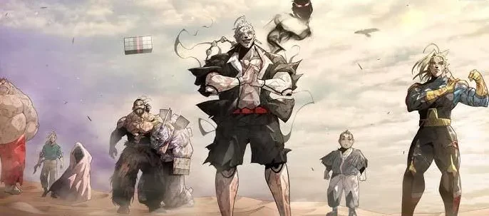 On peut voir plusieurs superhéros différents qui apparaissent dans l'histoire. Ils sont sur une plage et viennent de se battre, ils ont l'air blessés mais prêt à se battre.